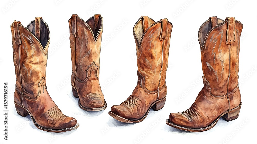 old boots isolated on white