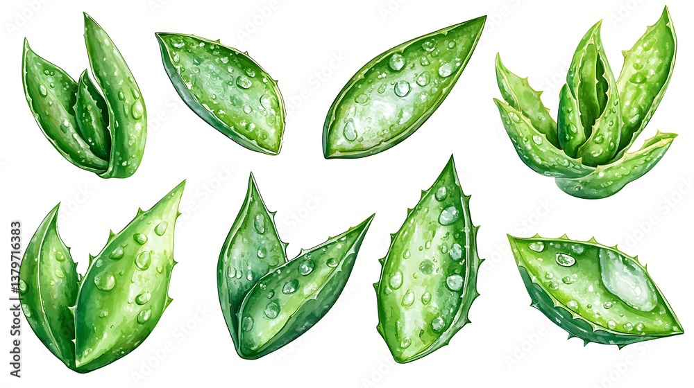 set of green leaves