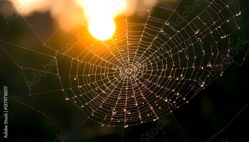 spider web with water drops on it