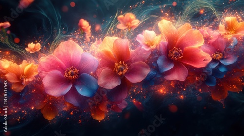 Ethereal Floral Garland. Generative AI