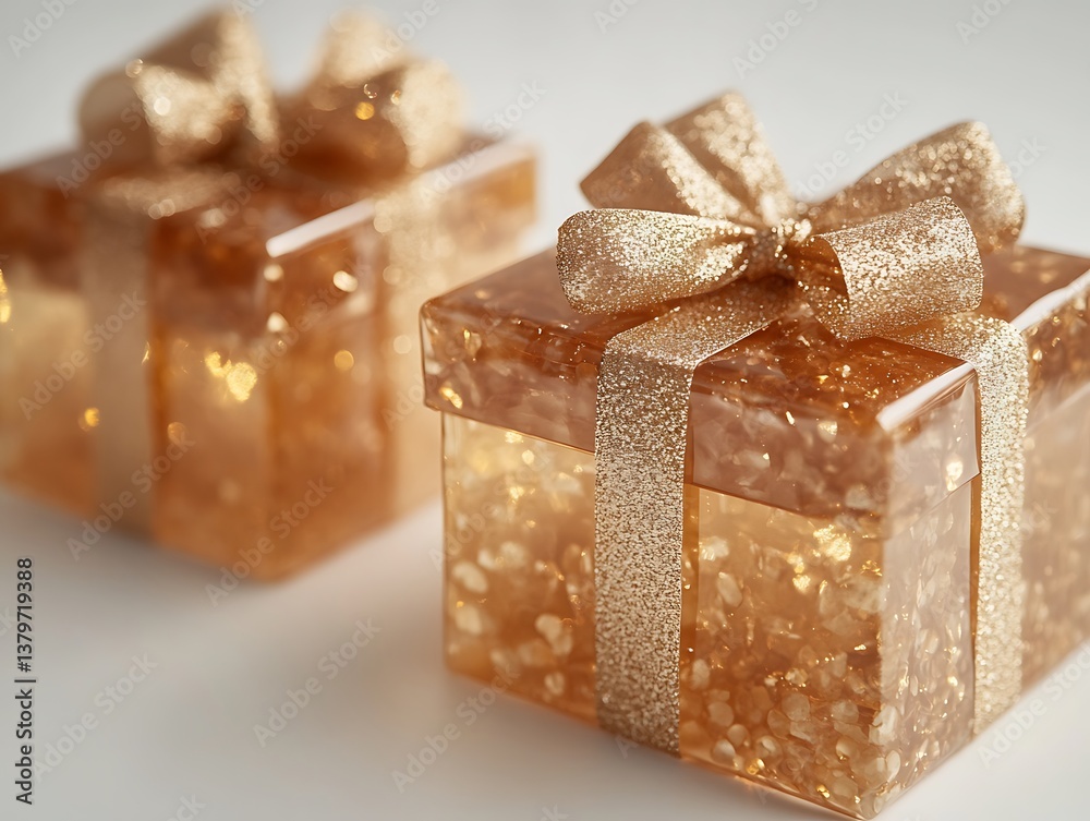 golden gift box with ribbon