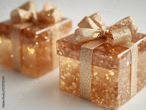 Obraz na płótnie golden gift box with ribbon w salonie