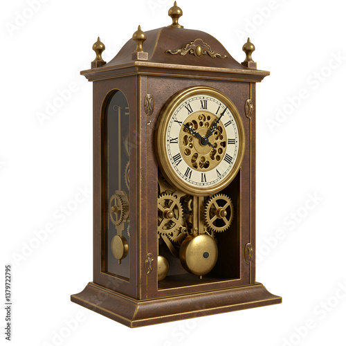 Antique Timepiece with Gears on Museum Display