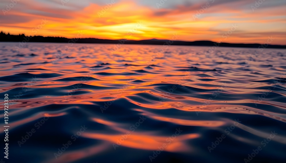 Obraz premium body of water with a sunset in the background