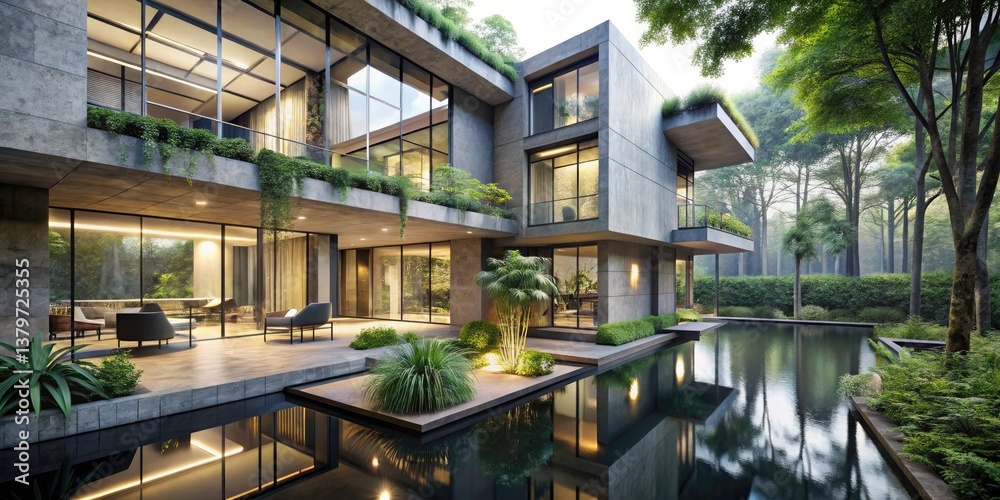 Contemporary Multifamily Home Surrounded by Nature with Concrete and Glass Design Contemporary Multifamily Home Surrounded by Nature with Concrete and Glass Design
