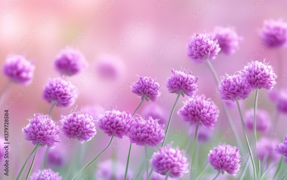 A field of purple flowers illuminated by soft, warm light creates a serene atmosphere. A field of purple flowers illuminated by soft, warm light creates a serene atmosphere.