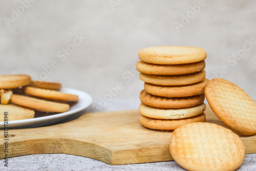 stack of biscuits on a cutting board