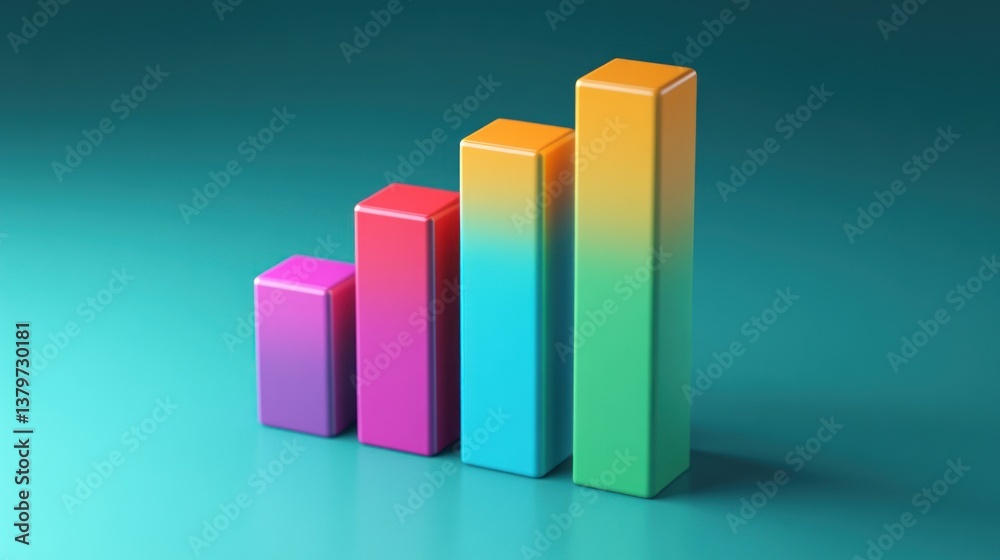 Colorful Ascending Bar Graph: A Visual Representation of Growth and Progress Colorful Ascending Bar Graph: A Visual Representation of Growth and Progress