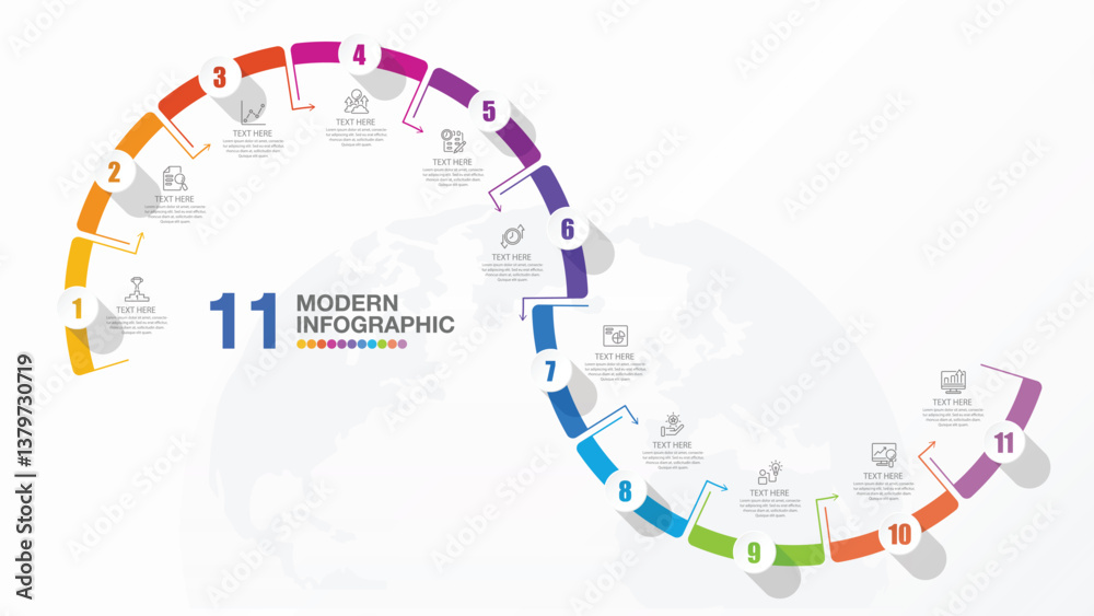 Naklejka premium Template infographic 11 step