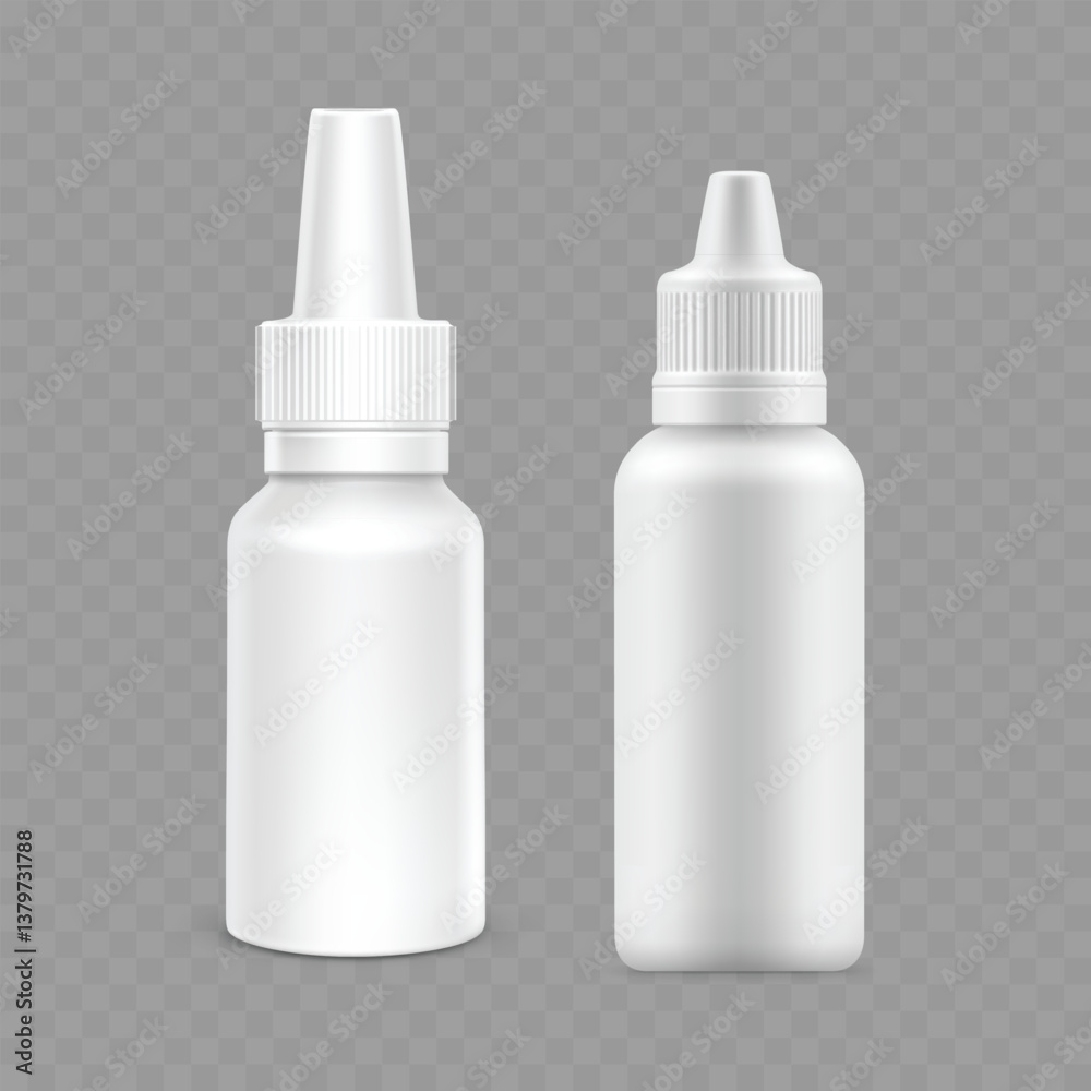 White Plastic Bottles with Nozzle for Liquid Packaging Vector White Plastic Bottles with Nozzle for Liquid Packaging Vector