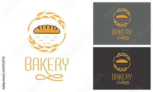 Emblem Wheat Logo Design Template With Bread. Bakery Logo Design.