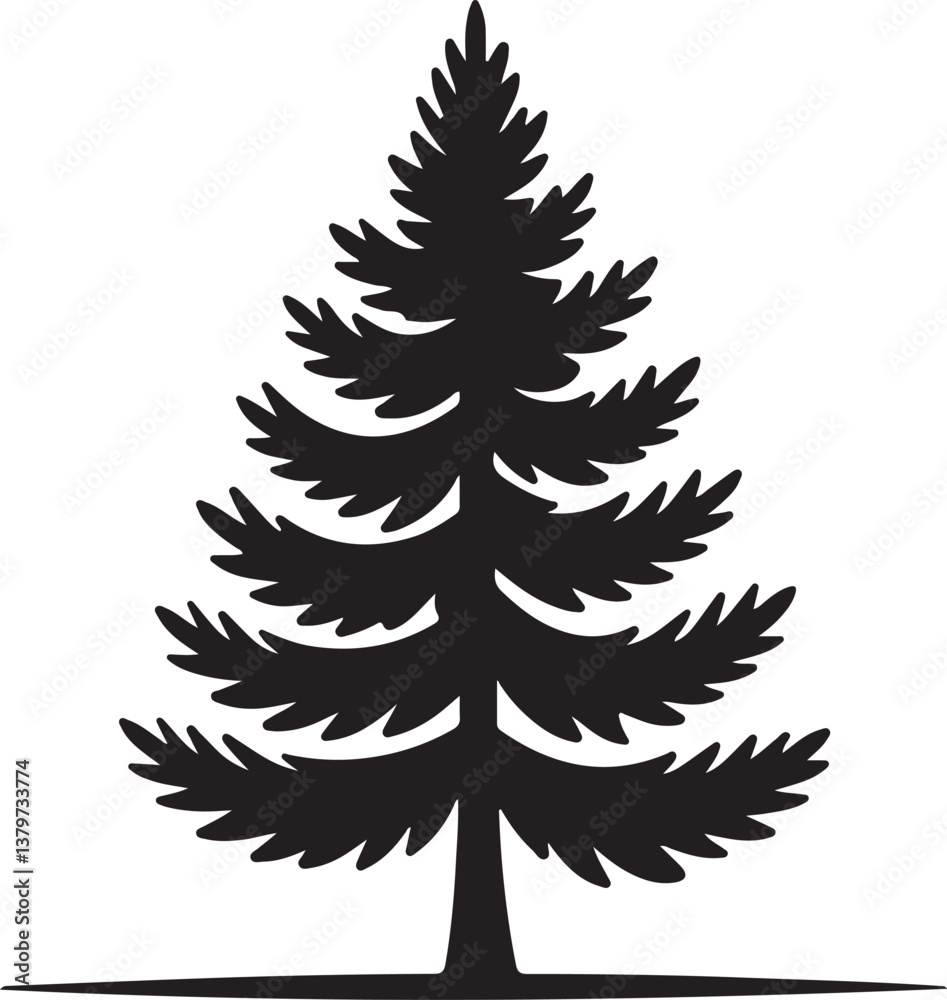 Pine Tree Silhouette Style Icon Vector Illustration Pine Tree Silhouette Style Icon Vector Illustration