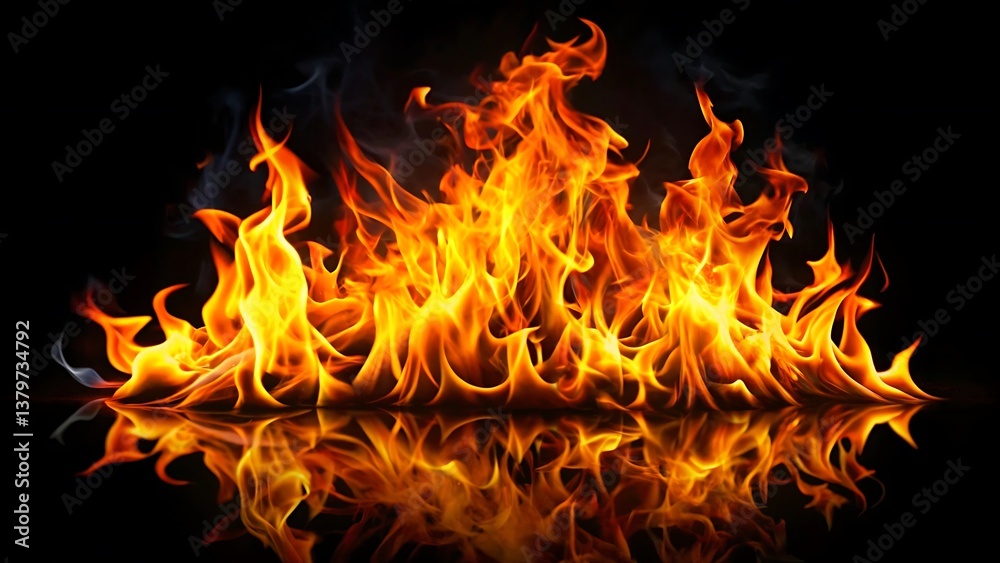 Realistic Burning fire flame On black background, Realistic fire effect, lights on black background
Realistic Burning fire flame On black background, Realistic fire effect, lights on black background
