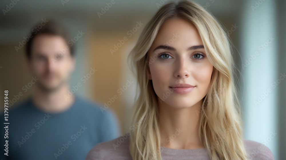 an american female counselor making eye contact and conversing with a german male client. an american female counselor making eye contact and conversing with a german male client.