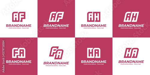 Letters AF FA AH HA Monogram Logo, suitable for any initials brand