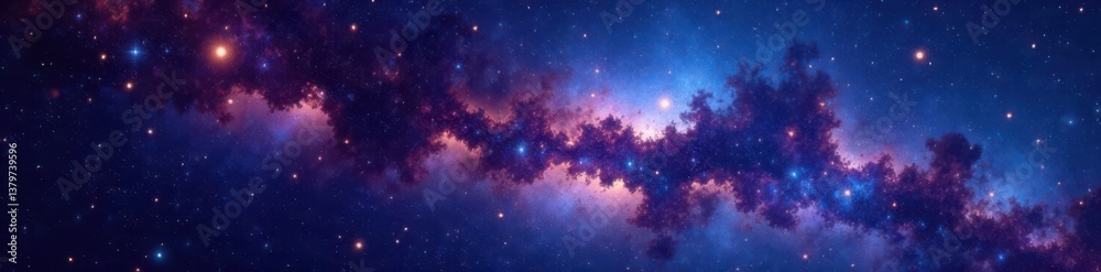 Obraz premium Twinkling starry night with nebulae and asteroids in the distance, galaxy, darkness