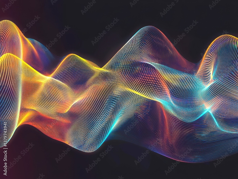 Fototapeta premium Vibrant Abstract Wave Patterns with Colorful Light Effects