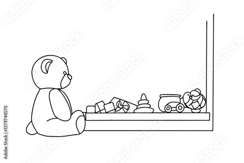 Teddy Bear Watches Childs Toys Blocks, Stacker, Truck, Ball