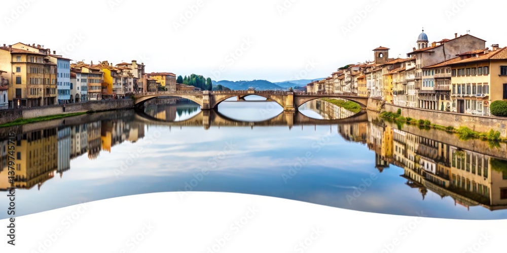 Naklejka premium Stunning High-DOF Photo: Arno River Florence Italy Landscape Scenery