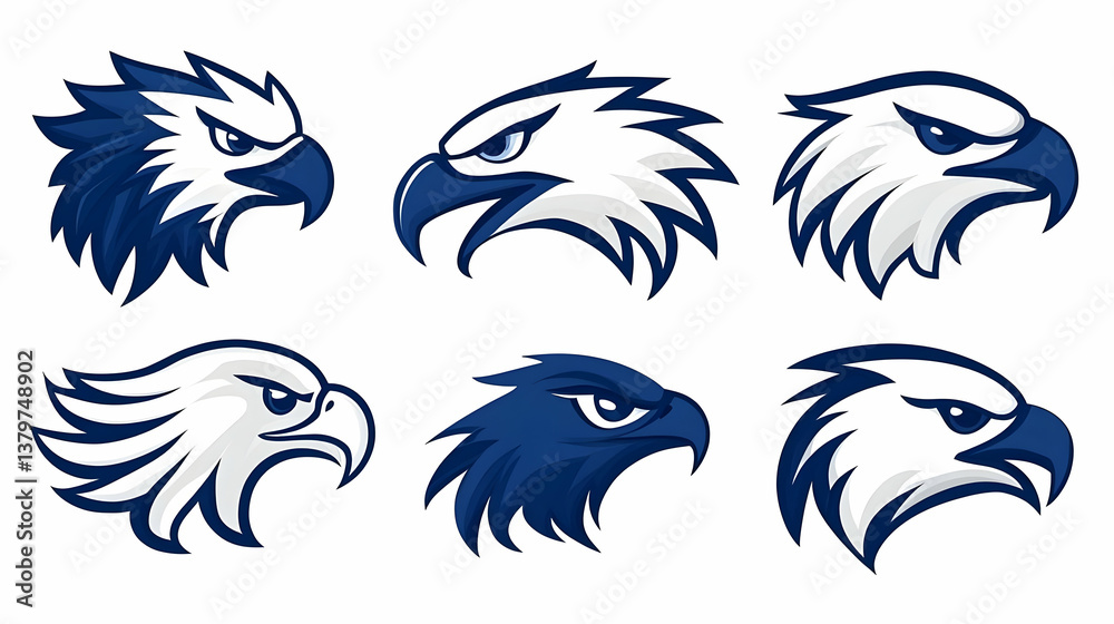 Fototapeta premium Detailed Eagle Head Illustration in Simple Line Art Style