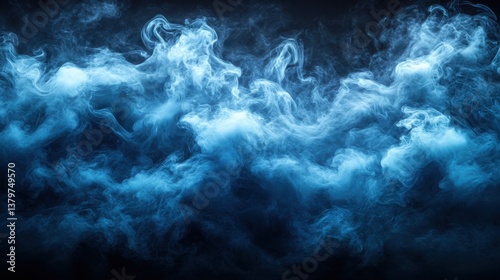 Abstract Blue Smoke Background Texture Swirling Vapor Clouds Moody Atmosphere
