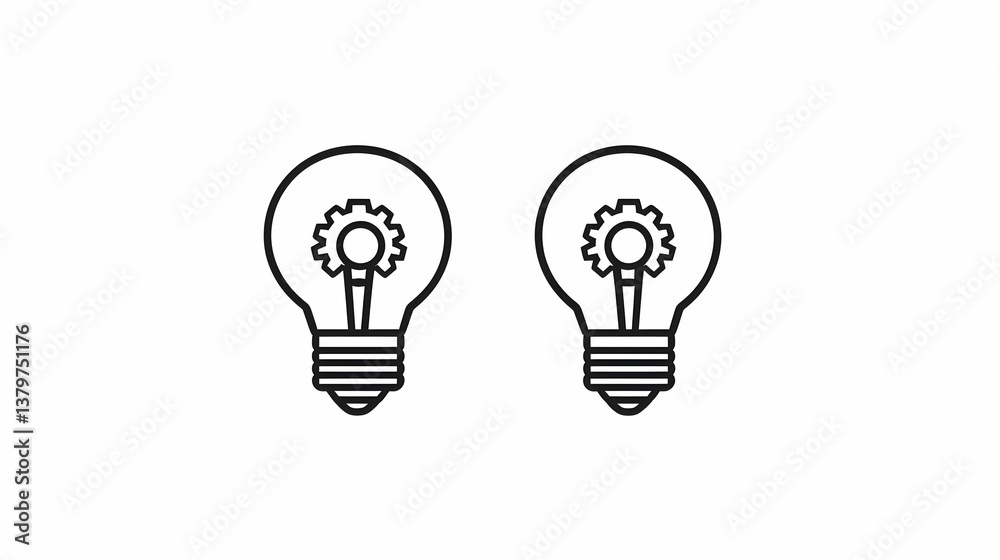 Light Bulb Icon with Gear Wheel Symbolizing Innovative Ideas Light Bulb Icon with Gear Wheel Symbolizing Innovative Ideas