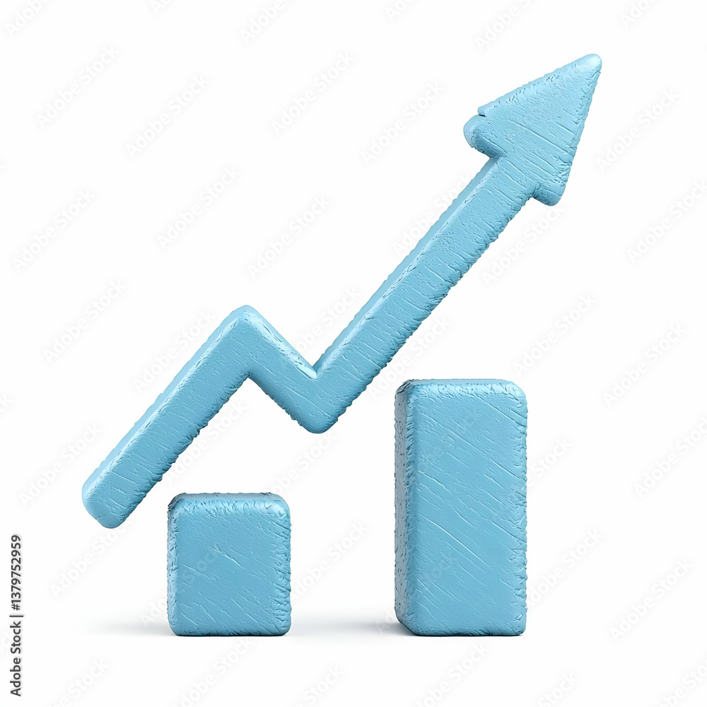 Obraz premium Blue Graph with Dashed Lines and Arrow Indicating Growth Trend
