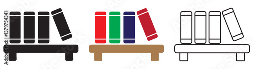 Book icon black, ouline and multi colors collection. Vector illustration.