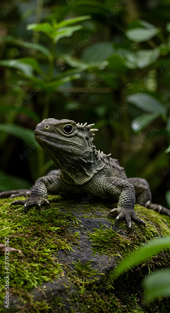 Fototapeta premium The Ancient-Looking Tuatara of New Zealand