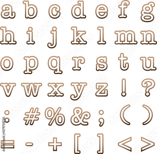 茶色のグラデーションアルファベット小文字