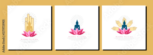 abstract illustration of Buddha Purnima Background. vector set