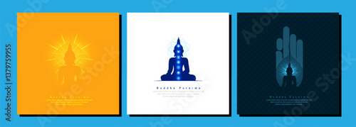 abstract illustration of Buddha Purnima Background. vector set