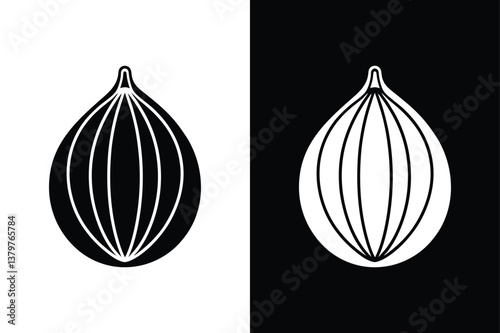 Elegant Nutmeg Icon. Black & White Herb Illustration for Food & Branding