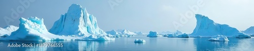 Arctic reserve with stunning icy landscapes and towering icebergs, showcasing the beauty of the frozen wilderness, Arctic,  frozen