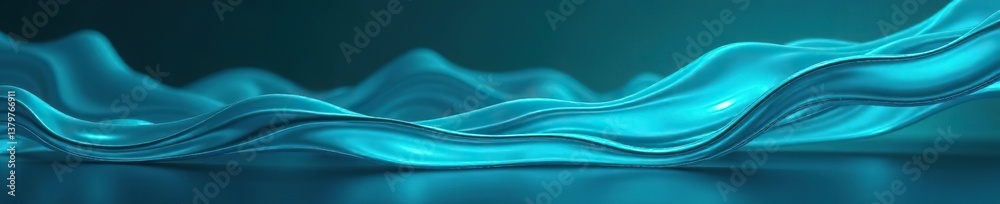 Obraz premium Abstract fluid elements with led teal illumination on corporate gradient background, shapes, creative