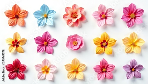 Beautiful flower icons in various colors and styles,  trendy,  elegant