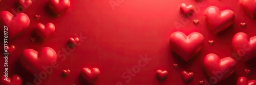 A festive background filled with vibrant red hearts perfect for Valentine's Day,  pattern,  hearts