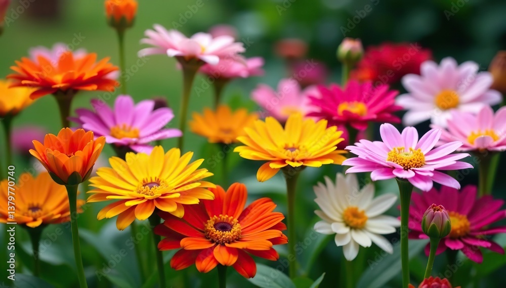 A vibrant array of blooming assorted flowers in a garden setting, assortment, plants A vibrant array of blooming assorted flowers in a garden setting, assortment, plants