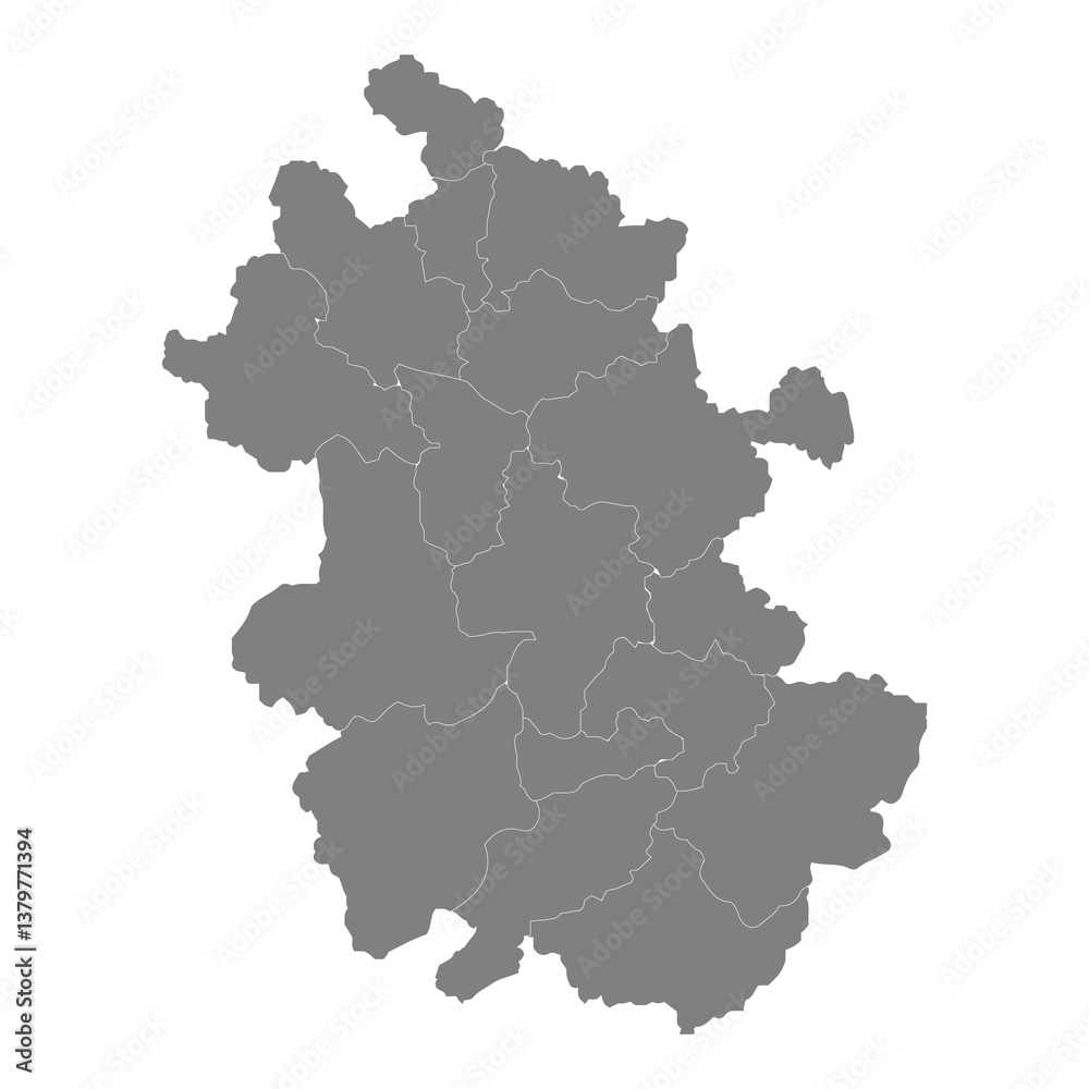 Obraz premium High Quality map of Anhui is a province of China, with borders of the divisions