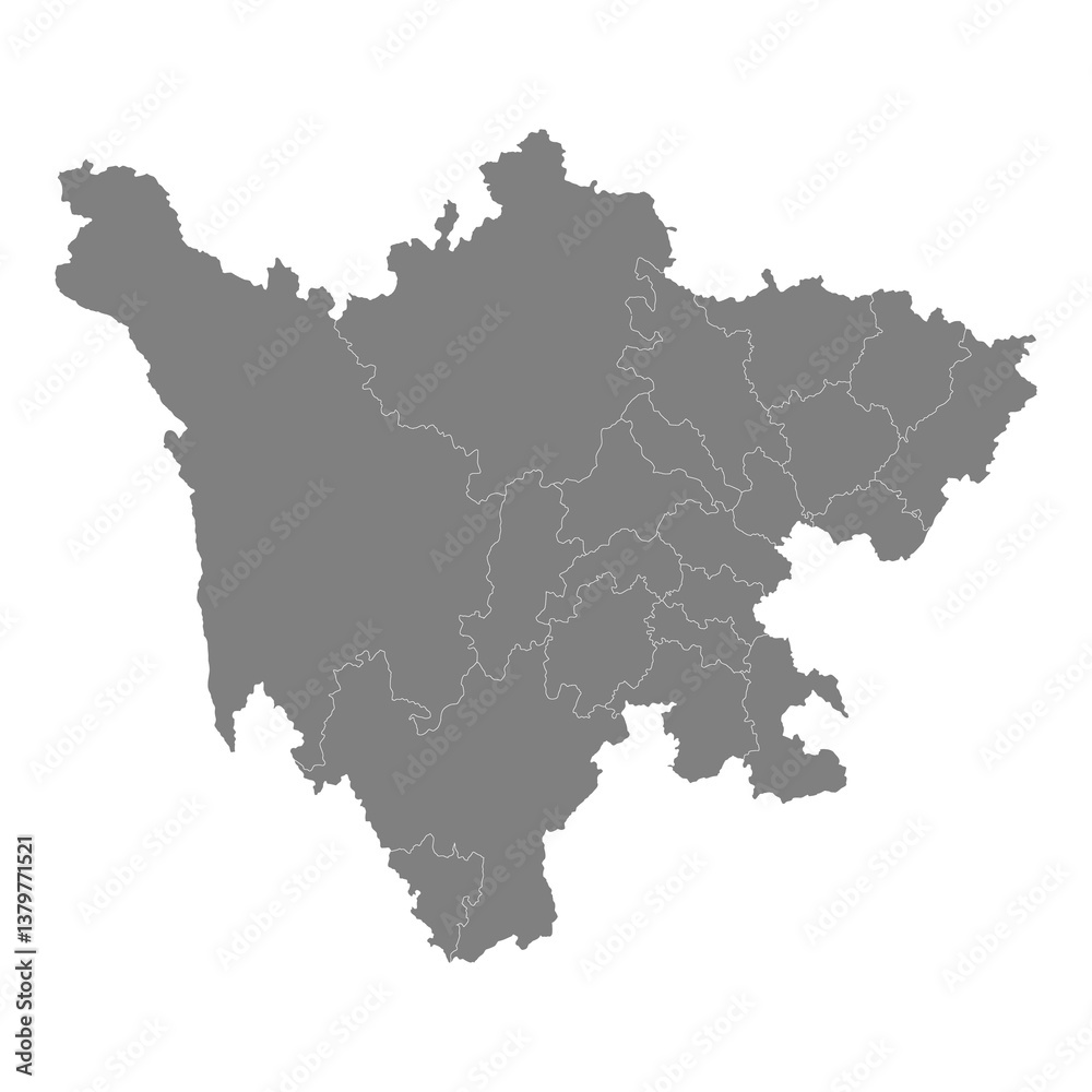 Obraz premium High Quality map of Sichuan is a province of China, with borders of the divisions