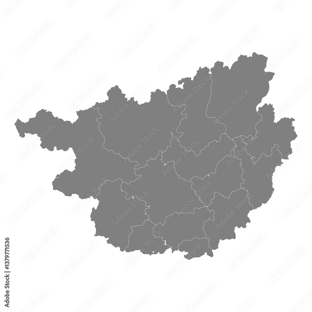 Naklejka premium High Quality map of Guangxi is a province of China, with borders of the divisions