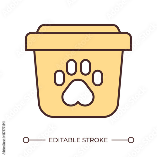 Animal waste container line color icon. Biomedical garbage containment. Regulation, compliance. Safety, hazard. Isolated vector illustration. Flat colorful symbol design. Editable stroke