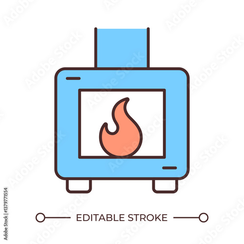 Incineration line color icon. Biomedical waste management. Burning furnace, flame. Disinfection method, disposal. Isolated vector illustration. Flat colorful symbol design. Editable stroke