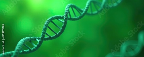 Biological background featuring a DNA molecule on a vibrant green backdrop,  microbiology,  strand