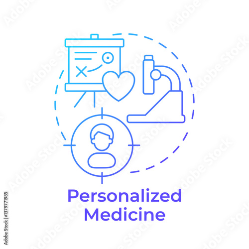 Personalized medicine blue gradient concept icon. Individual medical treatment support. Benefit of biobanking. Round shape line illustration. Abstract idea. Graphic design. Easy to use in article
