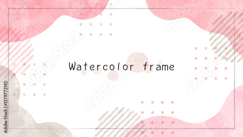 frame-8　ゆるやかなウォーターカラーのフレーム。水彩の背景。お洒落なウォーターカラーの壁紙。