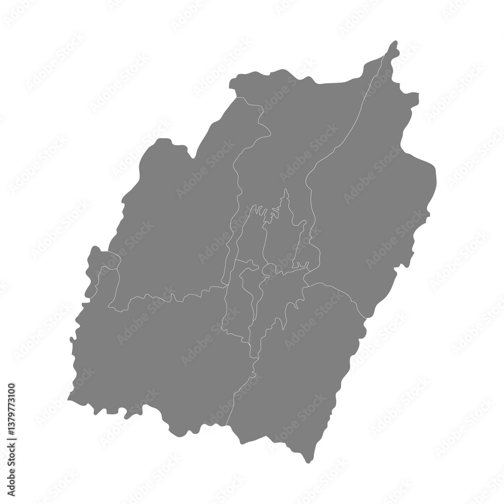 High Quality map of Manipur is a state of India, with borders of the districts