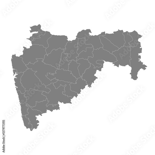 High Quality map of Maharashtra is a state of India, with borders of the districts