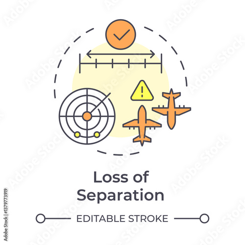 Wallpaper Mural Separation loss multi color concept icon. Aircrafts safety distance. Radar system, tracking. Round shape line illustration. Abstract idea. Graphic design. Easy to use in article, blog post Torontodigital.ca