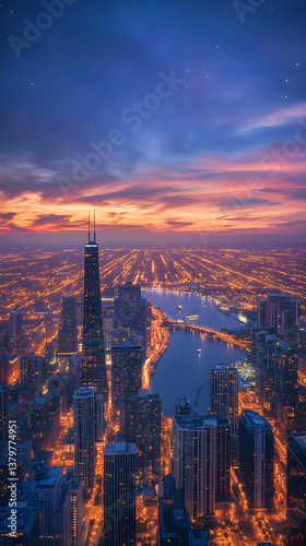 Wallpaper Mural Luminescent Cityscape: Embracing the Night's Tranquil Charm with Urban Luminous Tapestry Torontodigital.ca